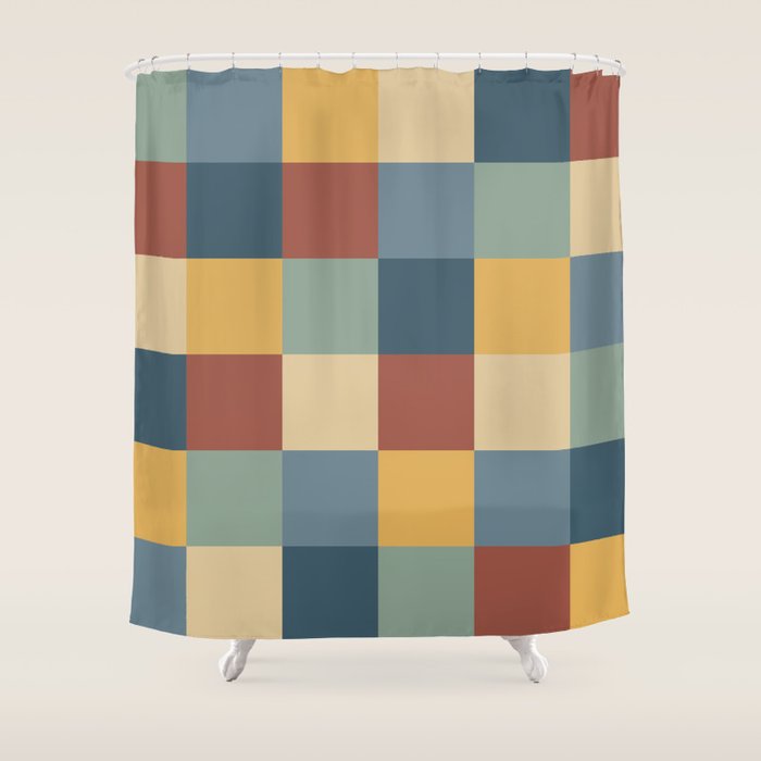 Bold Colorful Checks Pattern - Large IX Shower Curtain Gallery Image 1