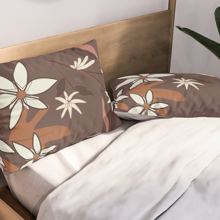Floral Mocha 3 Pillow Sham Gallery Image 2