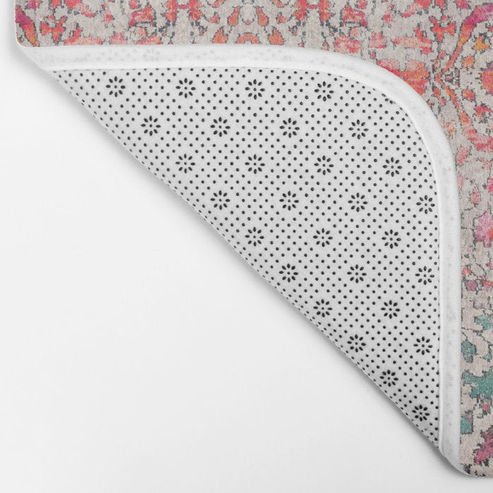 N258 - Vintage Glam Farmhouse Boho Traditional Floral Moroccan Style Bath Mat Gallery Image 2