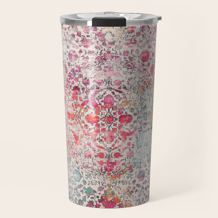 N258 - Vintage Glam Farmhouse Boho Traditional Floral Moroccan Style Travel Mug Gallery Image 1