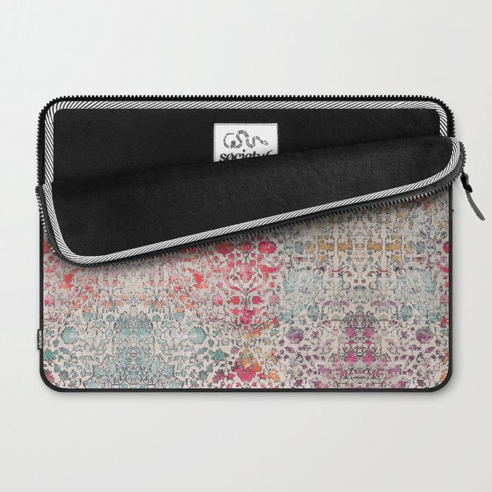 N258 - Vintage Glam Farmhouse Boho Traditional Floral Moroccan Style Laptop Sleeve Gallery Image 2