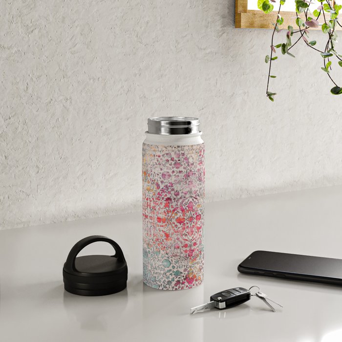 N258 - Vintage Glam Farmhouse Boho Traditional Floral Moroccan Style Water Bottle Gallery Image 4