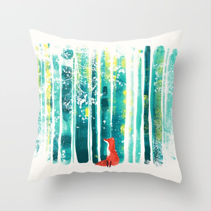 Fox in quiet forest Throw Pillow Gallery Image 6
