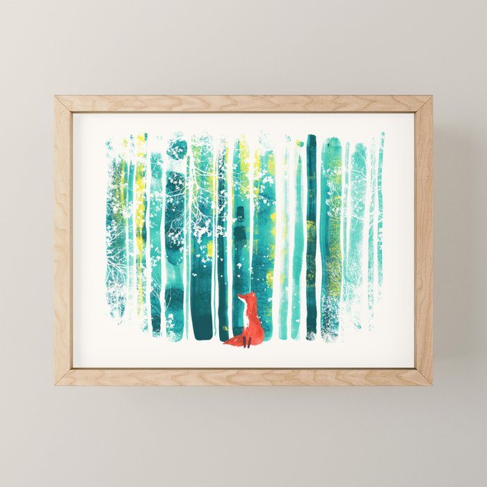 Fox in quiet forest Mini Art Print Gallery Image 1