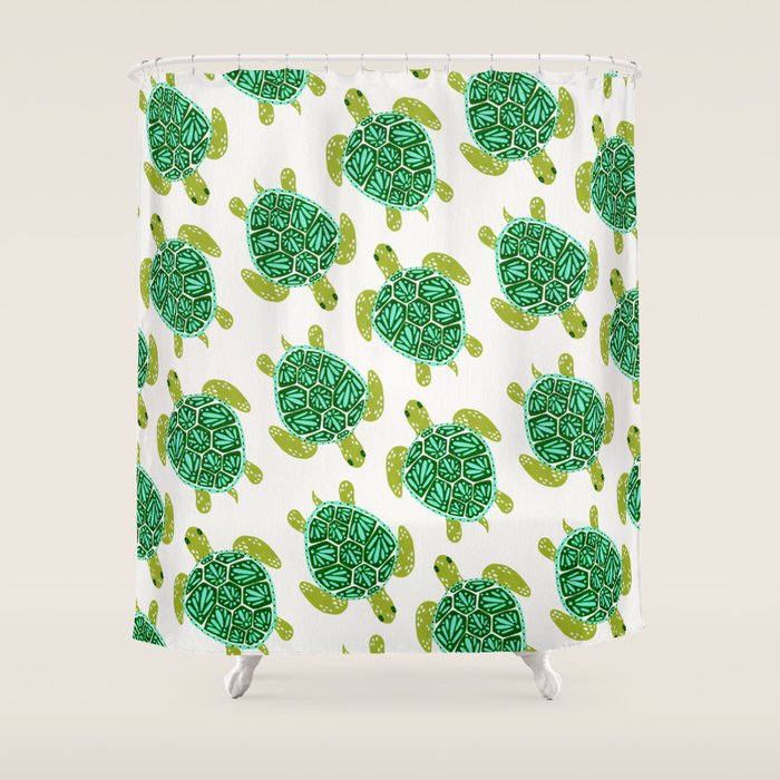 Sea Turtle - Green Palette Shower Curtain Gallery Image 1