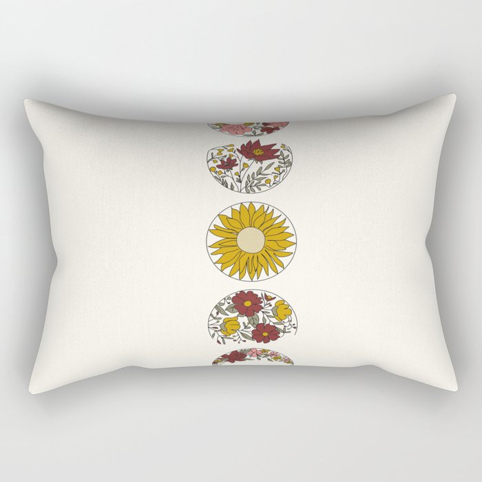 Floral Phases of the Moon Rectangular Pillow Gallery Image 1