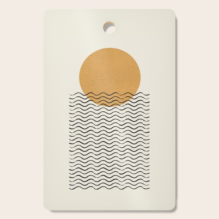Ocean wave gold sunrise - mid century style Cutting Board Gallery Image 1