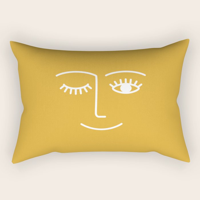 Wink (Mustard Yellow) Rectangular Pillow Gallery Image 1