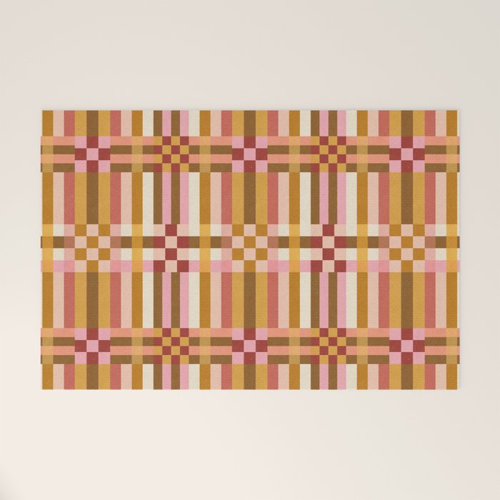 Woven Checks and Stripes - Harvest Gold Welcome Mat Gallery Image 1