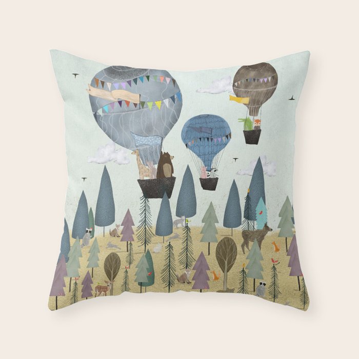 a little woodland adventure Throw Pillow Gallery Image 1
