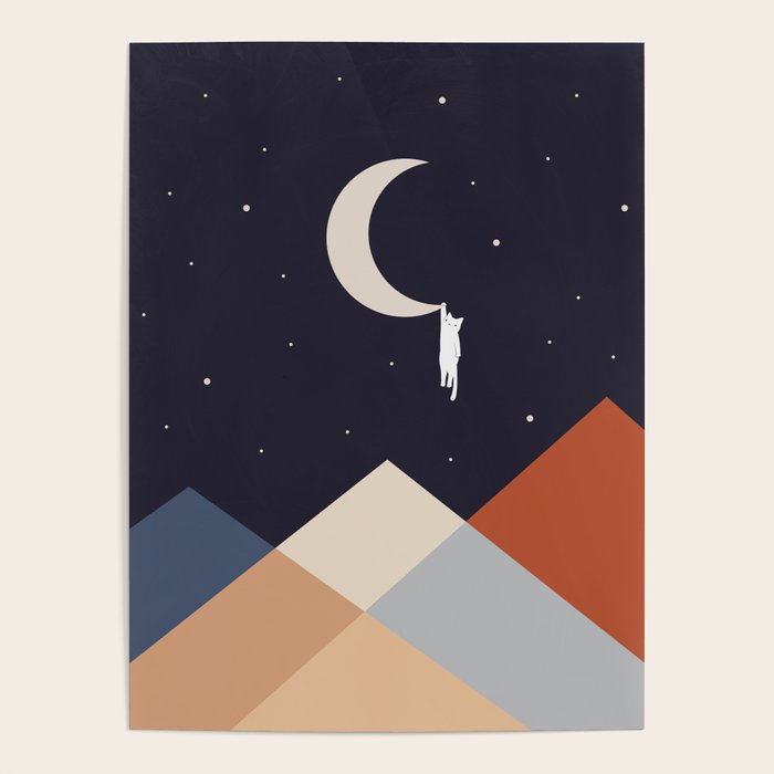 Cat Landscape 176 Hang on the Moon Poster Gallery Image 1