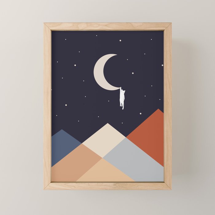 Cat Landscape 176 Hang on the Moon Mini Art Print Gallery Image 1