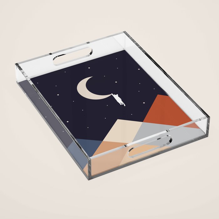 Cat Landscape 176 Hang on the Moon Acrylic Tray Gallery Image 1