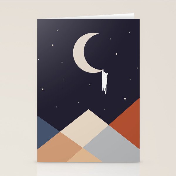 Cat Landscape 176 Hang on the Moon Stationery Card Gallery Image 2
