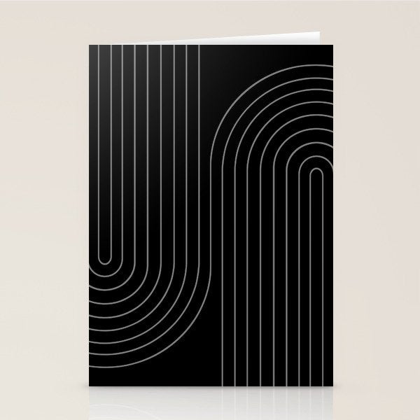 Minimal Line Curvature XXVI Black and Grey Mid Century Modern Arch Abstract Stationery Card Gallery Image 2
