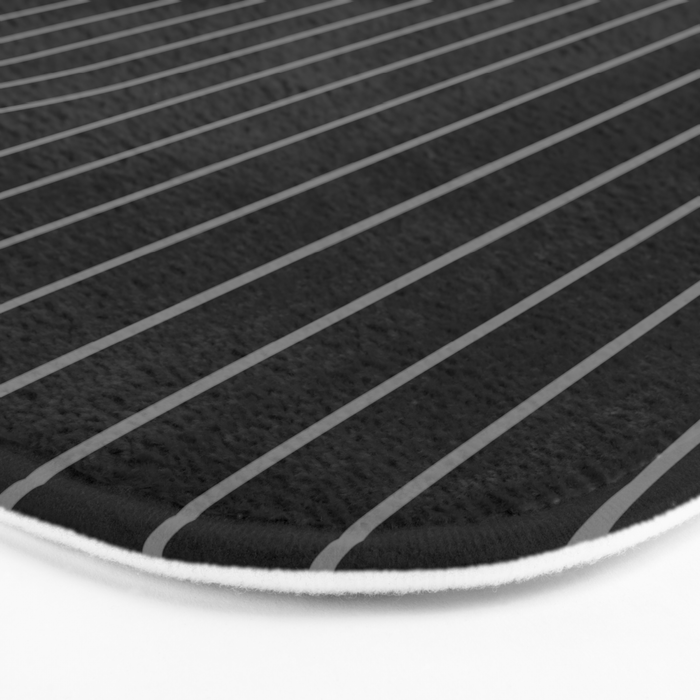 Minimal Line Curvature XXVI Black and Grey Mid Century Modern Arch Abstract Bath Mat Gallery Image 3