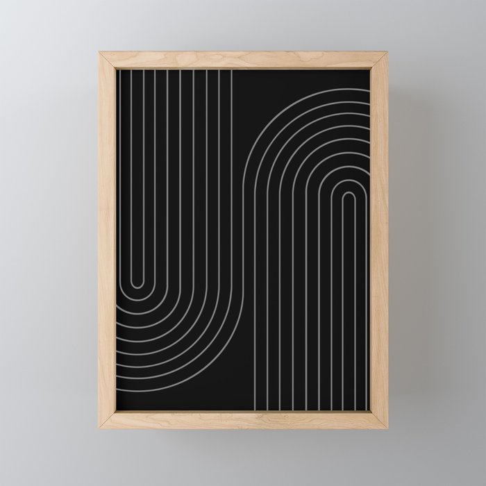 Minimal Line Curvature XXVI Black and Grey Mid Century Modern Arch Abstract Mini Art Print Gallery Image 1