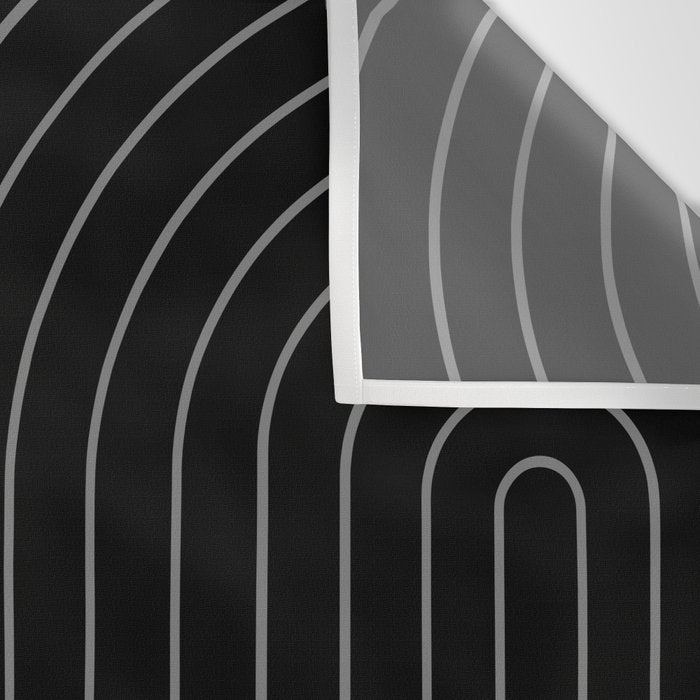 Minimal Line Curvature XXVI Black and Grey Mid Century Modern Arch Abstract Wall Tapestry Gallery Image 3