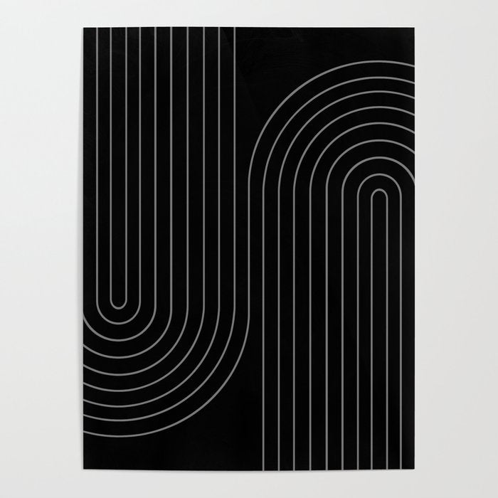 Minimal Line Curvature XXVI Black and Grey Mid Century Modern Arch Abstract Poster Gallery Image 4