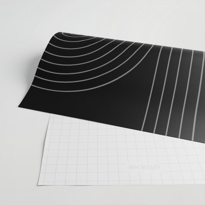 Minimal Line Curvature XXVI Black and Grey Mid Century Modern Arch Abstract Wrapping Paper Gallery Image 2