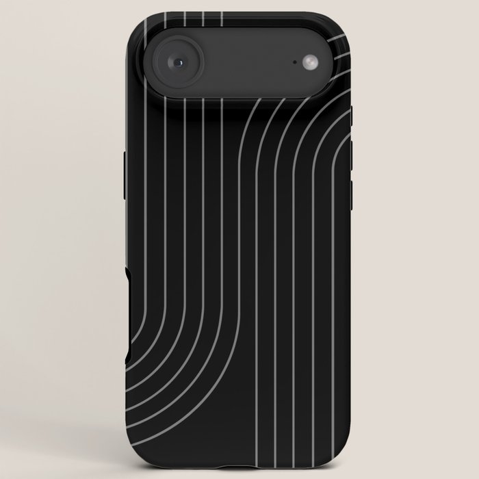 Minimal Line Curvature XXVI Black and Grey Mid Century Modern Arch Abstract iPhone Case Gallery Image 6