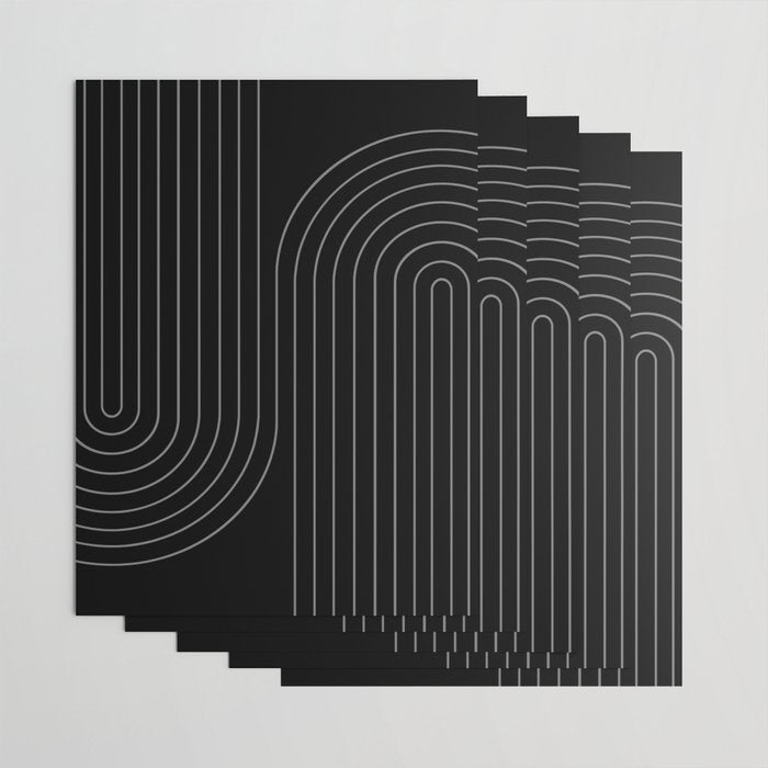 Minimal Line Curvature XXVI Black and Grey Mid Century Modern Arch Abstract Wrapping Paper Gallery Image 3