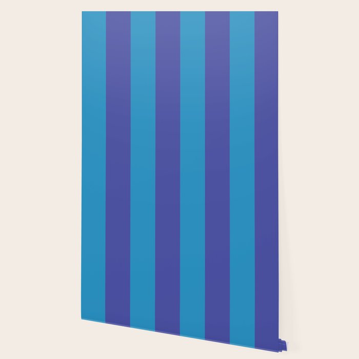 Bold Vertical Stripes in Double Blue Wallpaper Gallery Image 2