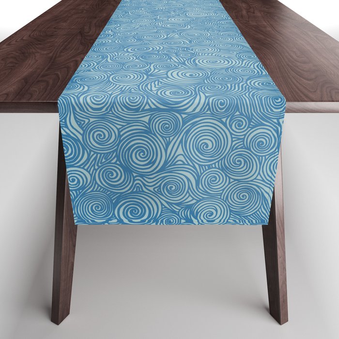 Flowing Blue Spiral Pattern Table Runner Gallery Image 1