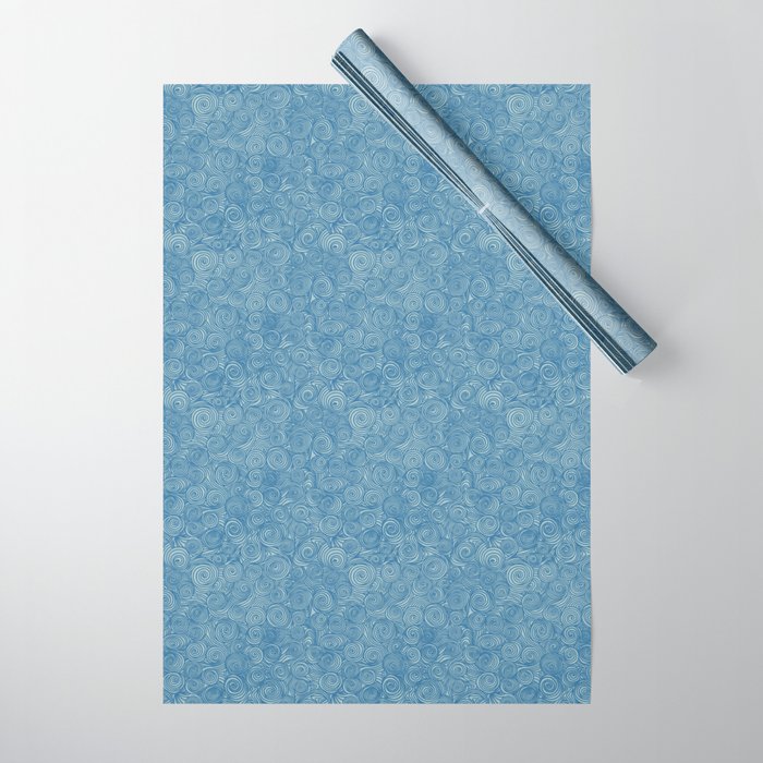 Flowing Blue Spiral Pattern Wrapping Paper Gallery Image 1