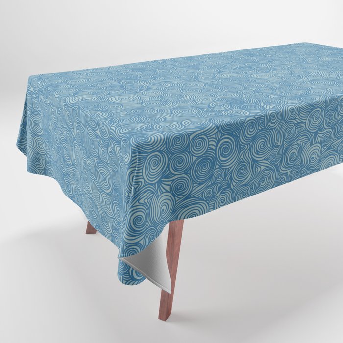 Flowing Blue Spiral Pattern Tablecloth Gallery Image 1