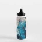 Timeless: A gorgeous, abstract mixed media piece in blue, pink, and gold by Alyssa Hamilton Art Water Bottle Gallery Image 3