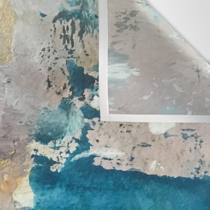 Timeless: A gorgeous, abstract mixed media piece in blue, pink, and gold by Alyssa Hamilton Art Wall Tapestry Gallery Image 3