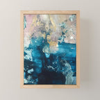 Timeless: A gorgeous, abstract mixed media piece in blue, pink, and gold by Alyssa Hamilton Art Mini Art Print Gallery Image 1