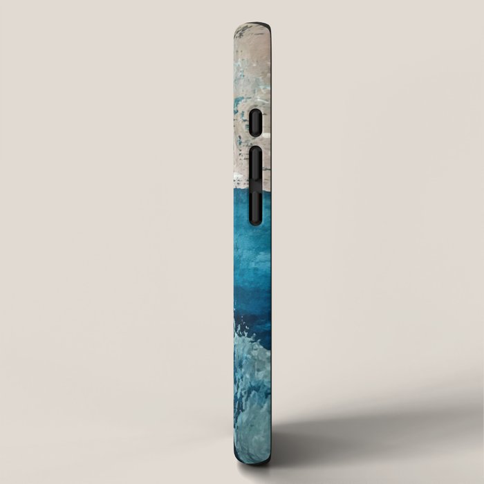 Timeless: A gorgeous, abstract mixed media piece in blue, pink, and gold by Alyssa Hamilton Art iPhone Case Gallery Image 2