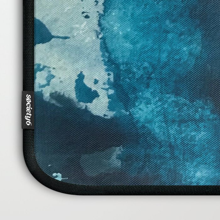 Timeless: A gorgeous, abstract mixed media piece in blue, pink, and gold by Alyssa Hamilton Art Laptop Sleeve Gallery Image 3