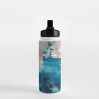 Timeless: A gorgeous, abstract mixed media piece in blue, pink, and gold by Alyssa Hamilton Art Water Bottle Gallery Image 2