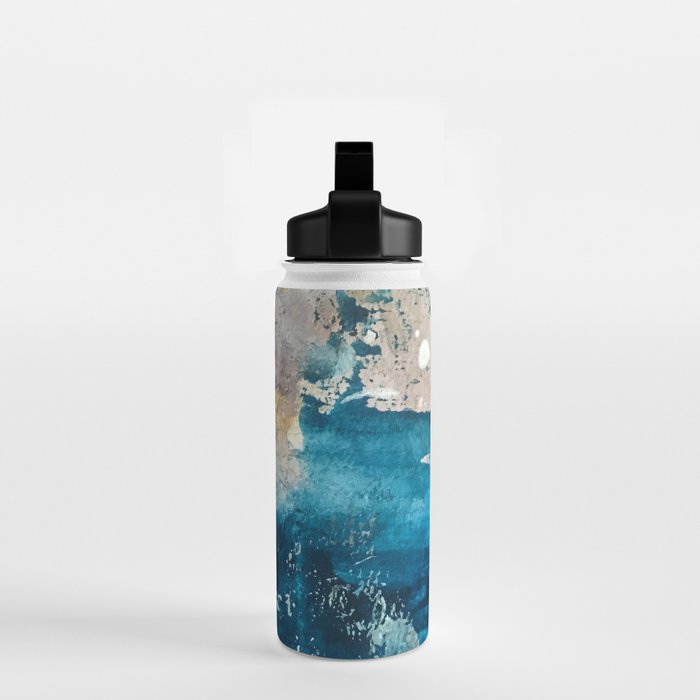 Timeless: A gorgeous, abstract mixed media piece in blue, pink, and gold by Alyssa Hamilton Art Water Bottle Gallery Image 2