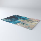 Timeless: A gorgeous, abstract mixed media piece in blue, pink, and gold by Alyssa Hamilton Art Rug Gallery Image 3