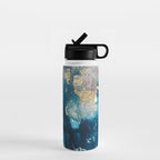 Timeless: A gorgeous, abstract mixed media piece in blue, pink, and gold by Alyssa Hamilton Art Water Bottle Gallery Image 1