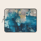 Timeless: A gorgeous, abstract mixed media piece in blue, pink, and gold by Alyssa Hamilton Art Laptop Sleeve Gallery Image 1