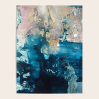 Timeless: A gorgeous, abstract mixed media piece in blue, pink, and gold by Alyssa Hamilton Art Poster Gallery Image 4