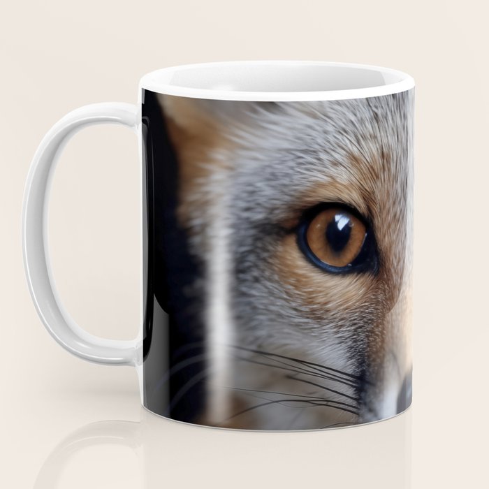 Foxfire Gaze Gray Fox Photorealistic Digital Wildlife Artwork Coffee Mug Gallery Image 3