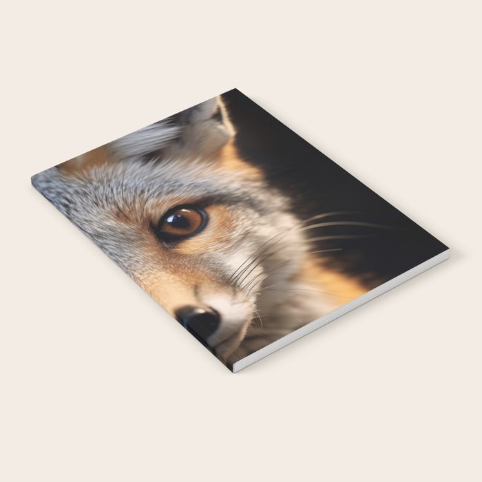 Foxfire Gaze Gray Fox Photorealistic Digital Wildlife Artwork Notebook Gallery Image 2