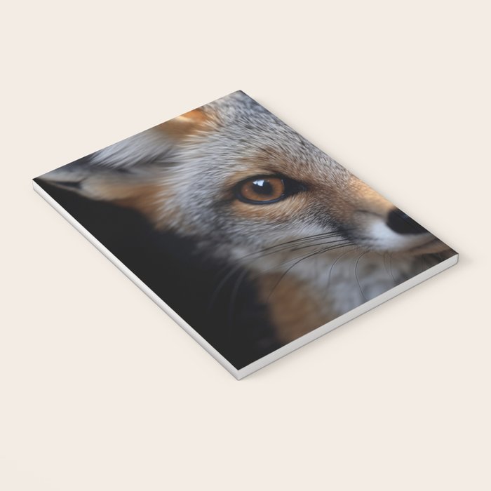 Foxfire Gaze Gray Fox Photorealistic Digital Wildlife Artwork Notebook Gallery Image 3