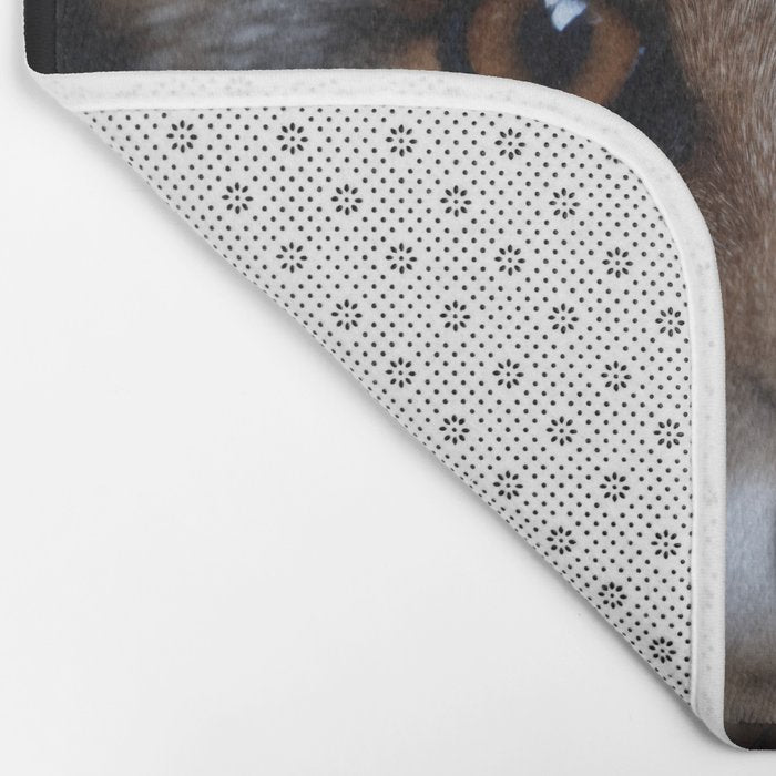 Foxfire Gaze Gray Fox Photorealistic Digital Wildlife Artwork Bath Mat Gallery Image 2