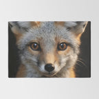 Foxfire Gaze Gray Fox Photorealistic Digital Wildlife Artwork Rug Gallery Image 2