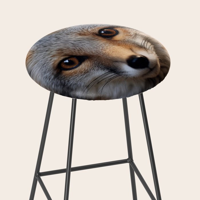 Foxfire Gaze Gray Fox Photorealistic Digital Wildlife Artwork Stool Gallery Image 2