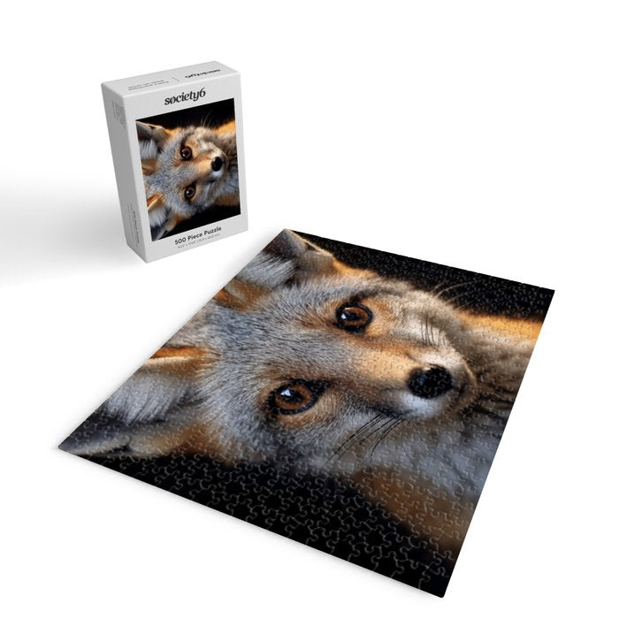 Foxfire Gaze Gray Fox Photorealistic Digital Wildlife Artwork Jigsaw Puzzle Gallery Image 2