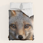 Foxfire Gaze Gray Fox Photorealistic Digital Wildlife Artwork Comforter Gallery Image 6