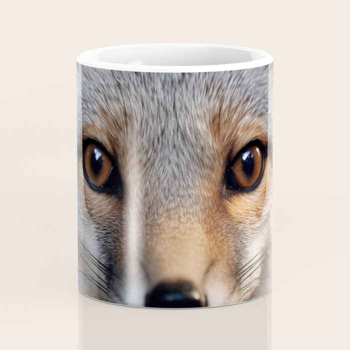 Foxfire Gaze Gray Fox Photorealistic Digital Wildlife Artwork Coffee Mug Gallery Image 4